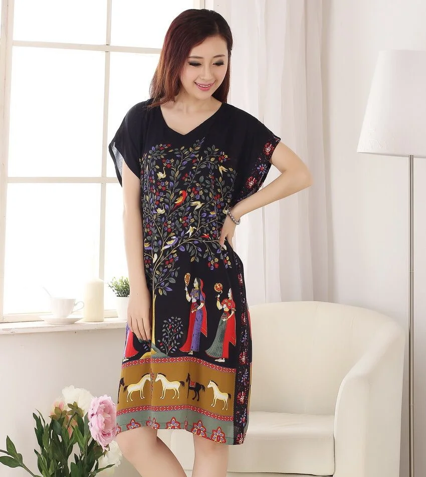 Новое поступление китайский женский хлопковый Халат Yukata Ночная сорочка Топы один размер цветок Nuisette Pijama Mujer X34026