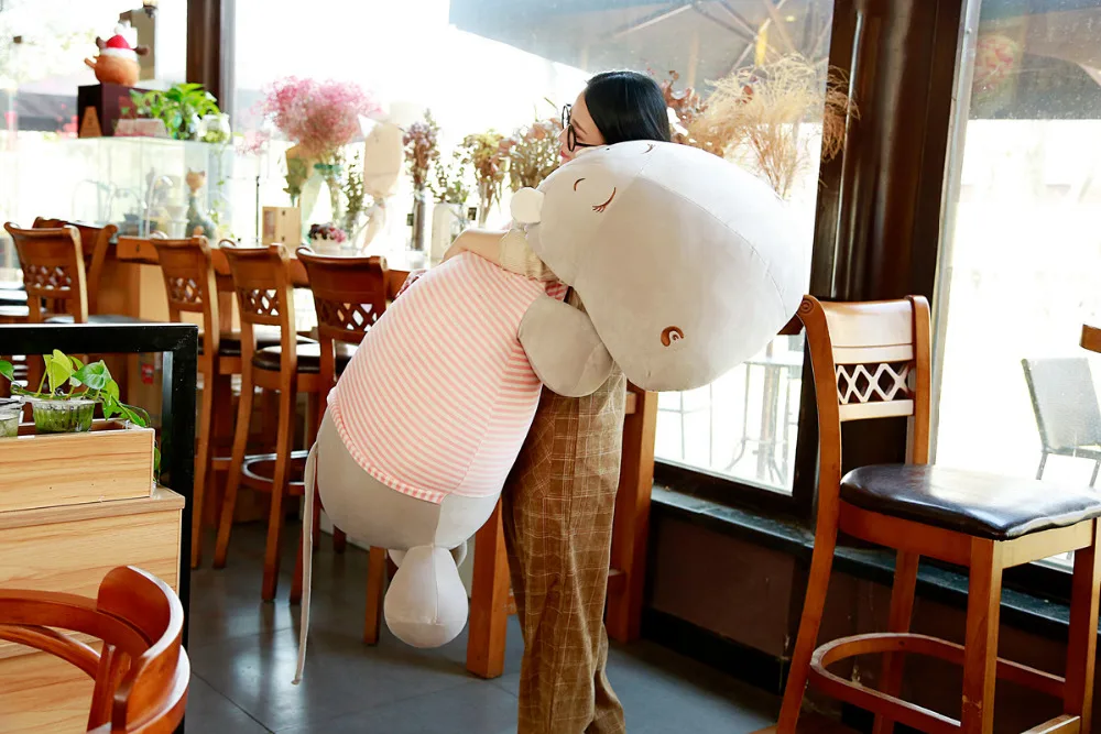 Полоса одет гиппопотам кукла бегемотик Ультра мягкий эластичный Plushie Животные игрушки для детей с моющейся кукла-компаньон для маленьких мальчиков и девочек 75/95 см