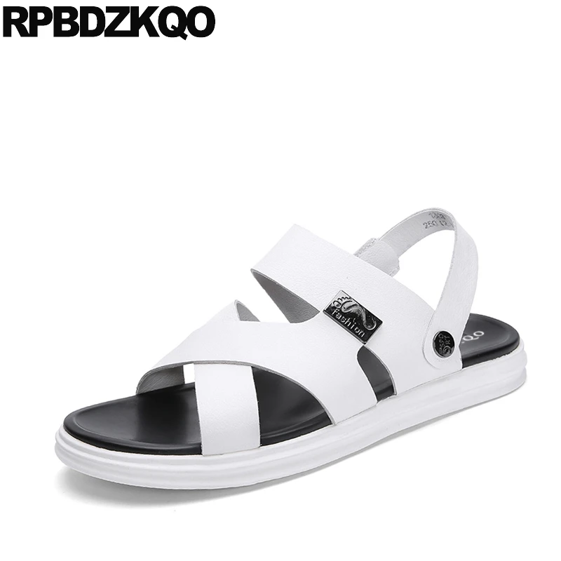 Сандалии гладиаторы мужские из натуральной кожи пляжные Мягкие Шлепанцы на