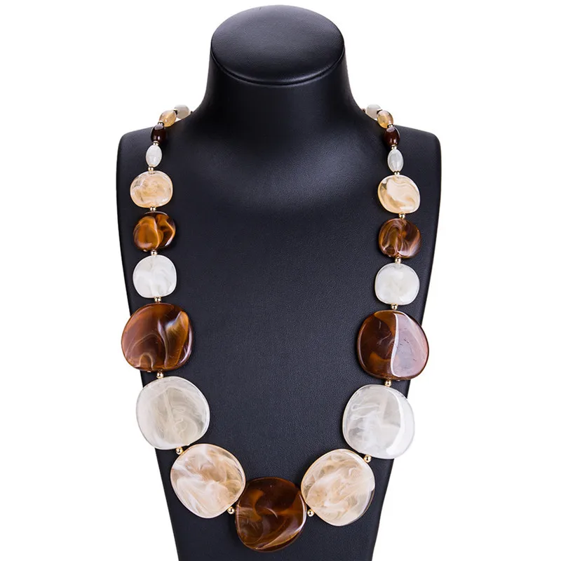 Модное весеннее акриловое геометрическое ожерелье Ahmed с длинными бусинами для