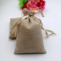 50pcs ruihaoyu natural burlap drawstring gift bags jute gift candy packaging bag wedding party favor pouch baby shower supplies