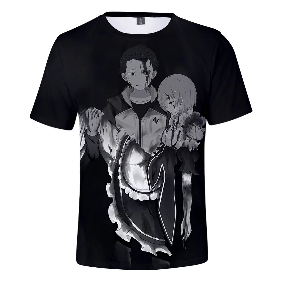 Футболка Re Zero для мужчин женщин детей аниме одежда Kawaii милый топ девочек Rem и