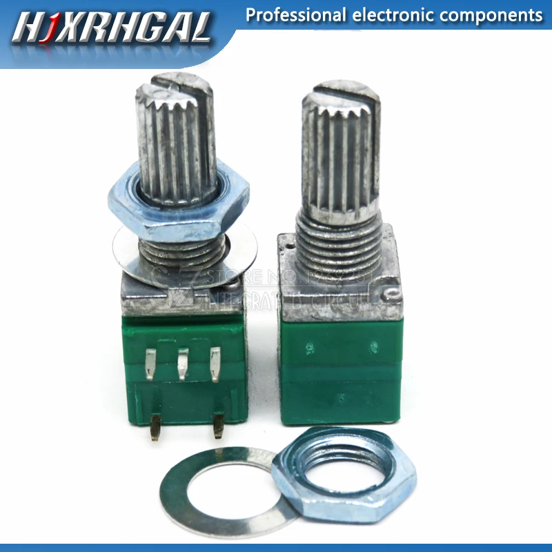 2 шт. RV097NS 20 K ohm одно связаны потенциометра B20K с переключатель аудио 5pin вал 15 мм