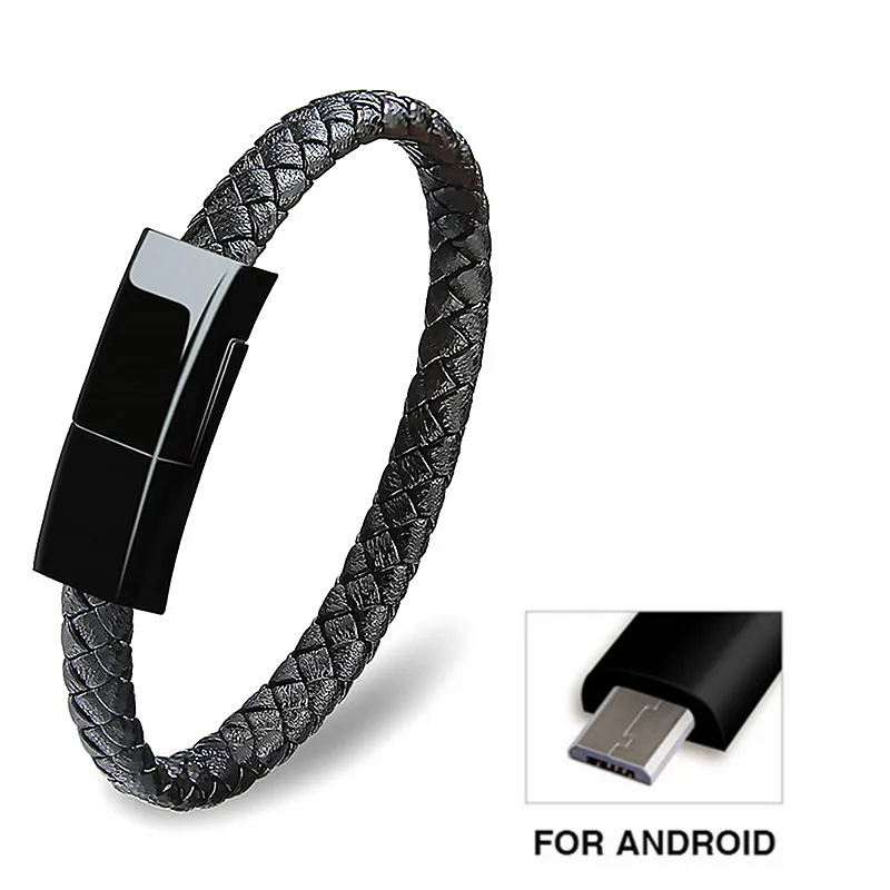 22cm for Android Открытый браслет USB кабель питьевой Зарядное устройство для зарядки и передачи данных линия микро Тип C 8 pin Интерфейс для iPhone Android мобильный телефон - Цвет: 22cm for Android