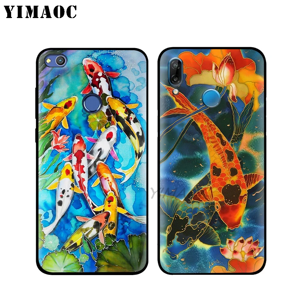 YIMAOC Koi Fish Lucky Japan Soft Case for Huawei Honor Mate 20 9X Note 10 Pro 8X 8 6A 7A 7X 7C Y9 Y7 Y6 Prime 2018 2017 View |