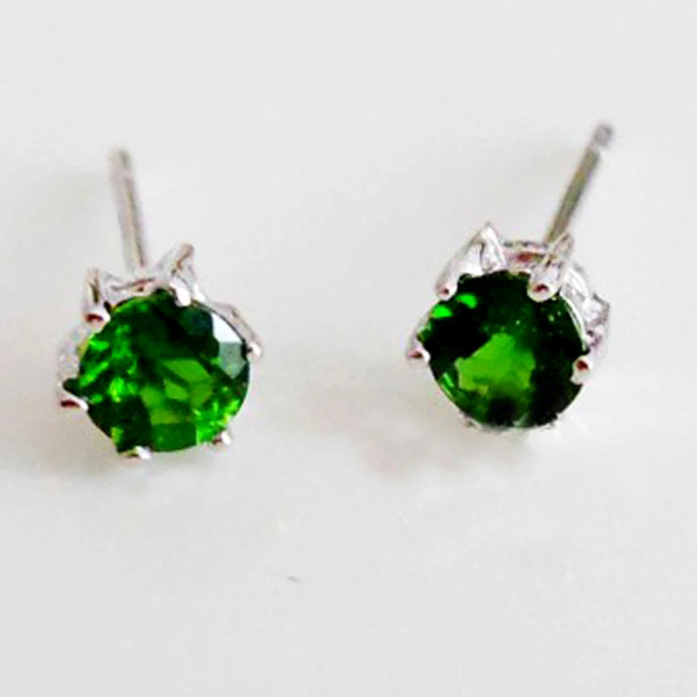 Женские серьги с натуральным изумрудом из стерлингового серебра 925 пробы зеленым