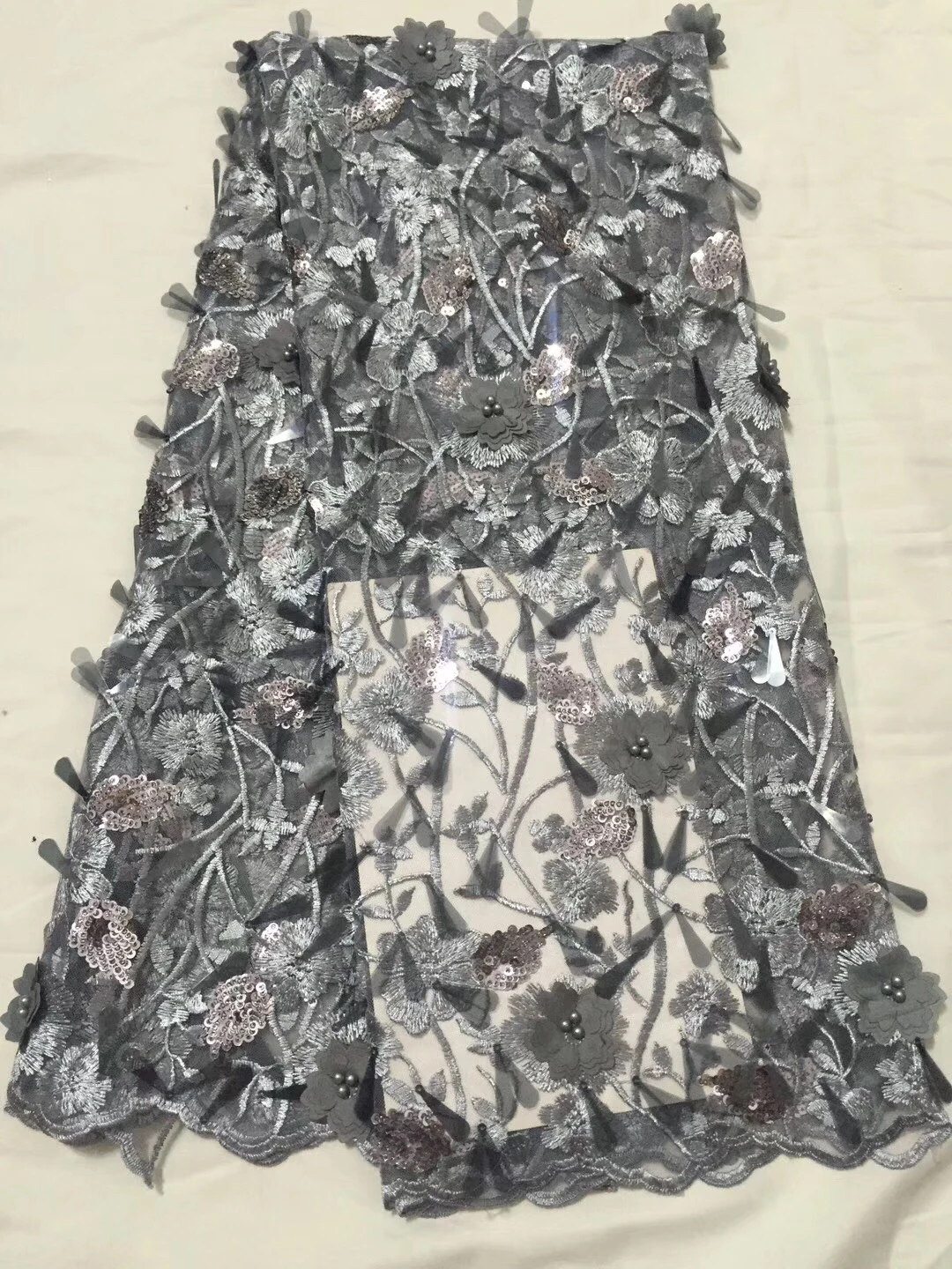 Последняя африканская кружевная ткань высокого качества Нигерия 3D Свадебное