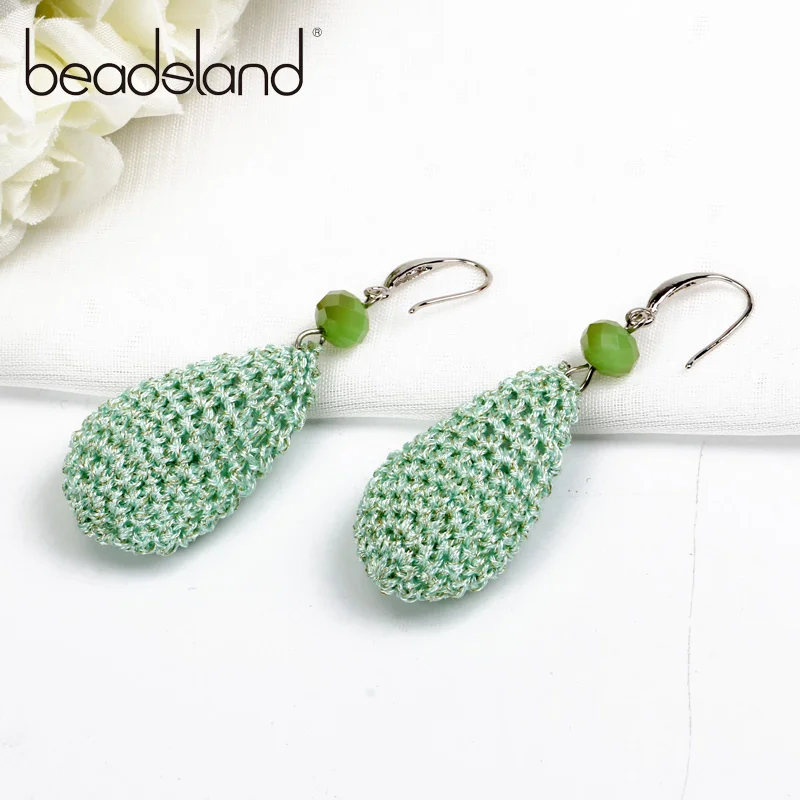 Висячие серьги Beadsland нитки вязаные крючком дизайн капли воды модные милые