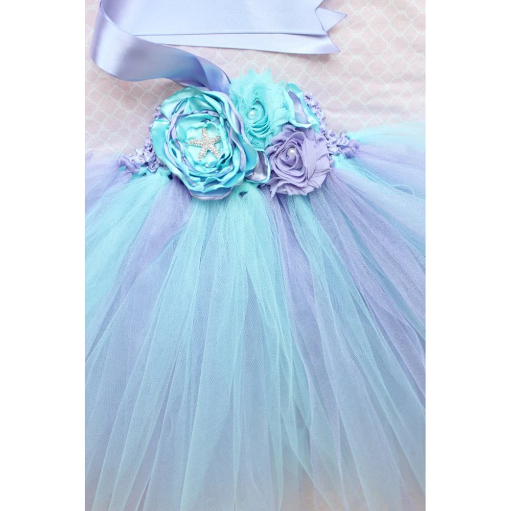 Aqua Voile Princess Ariel Flower Girl 1st Birthday Party Dress Alice in Children's Wonderland Costumes for Halloween Tutu | Детская