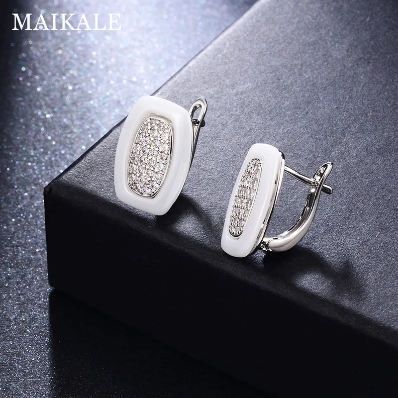 MAIKALE, классические квадратные серьги-гвоздики из керамики, медь, золото, серебро, цвет черный, белый, простые серьги для женщин, подарки для друзей