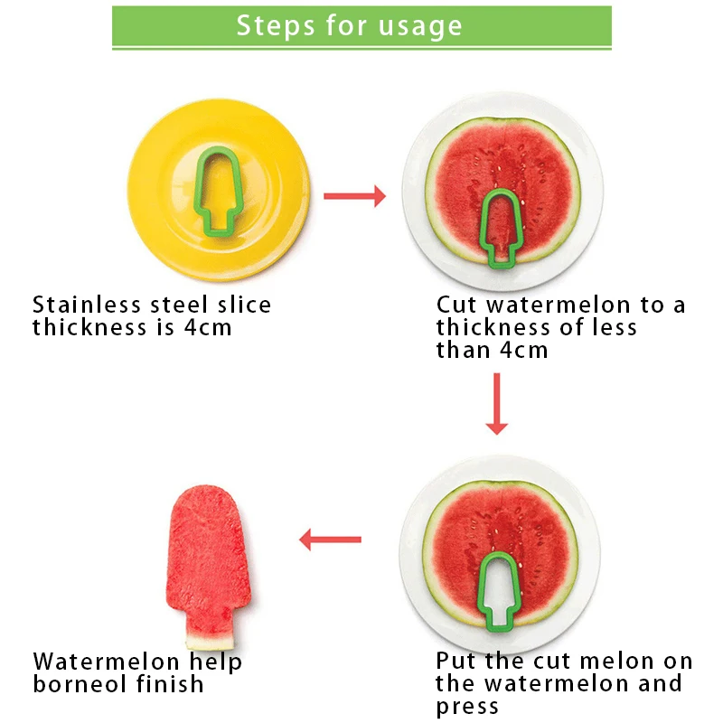 

1PC Stainless Steel Watermelon Slicer Ice Cream Mold Vegetable Cutting Tool Kitchen Accessories Popsicle Simple Form HB