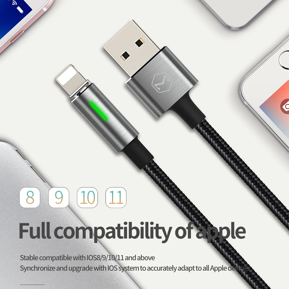 Mcdodo для iPhone X 8 7 Plus Lightning-USB кабель автоматическое отключение провод для быстрой зарядки для iPhone 6S 5S SE iPad кабель для синхронизации данных