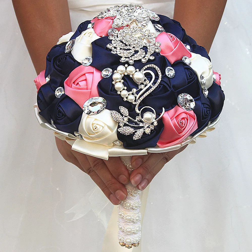 Новое поступление темно розовые кремовые Искусственные Свадебные букеты