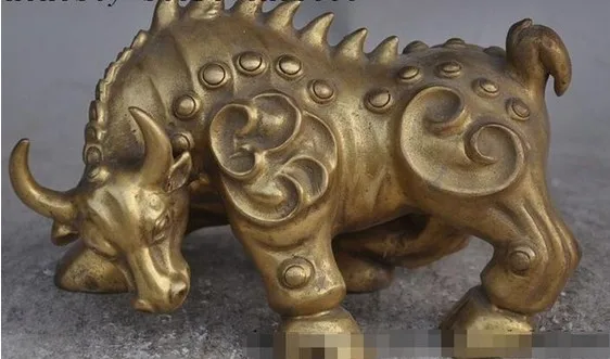 YM 308 счастливая фотография латунная статуя богатства ruyi Китайский Фэншуй bull oxen