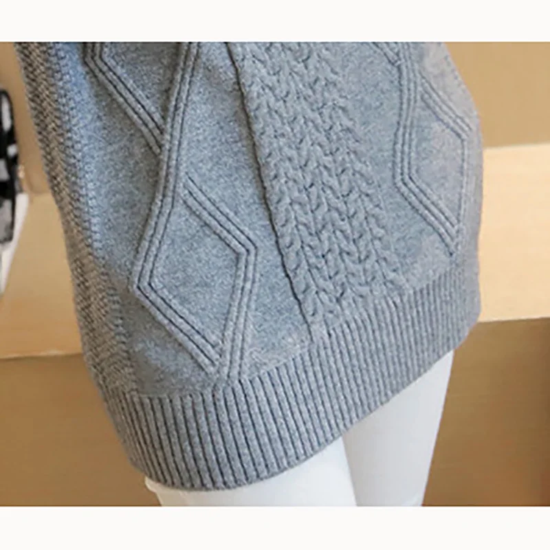 Серый свитер с высоким воротником для женщин новинка 2018 Осень-зима длинный