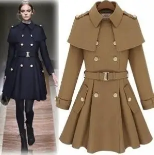 

fashion women's outerwear woolen trench shawl cape coat