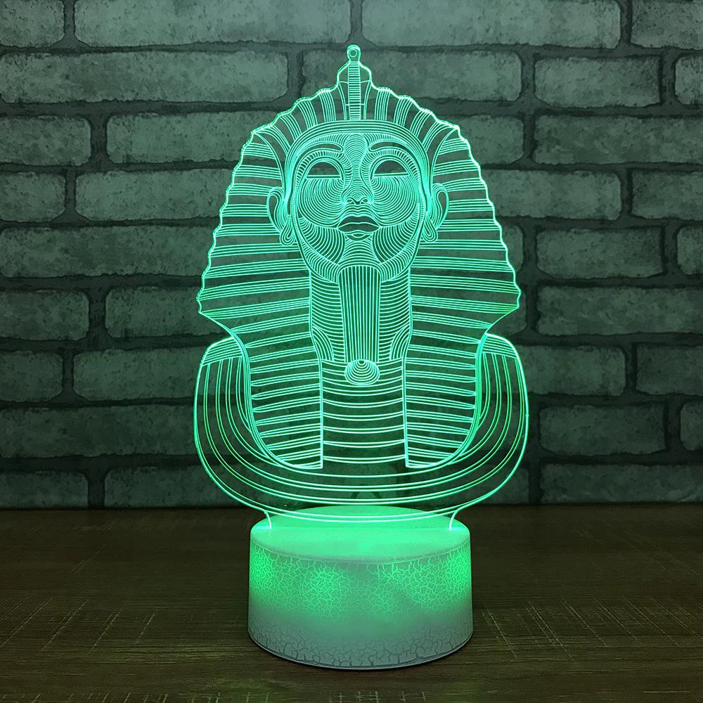 Прикроватный 3D светодиодный ночник Фараон египетская статуя светильник Usb 7