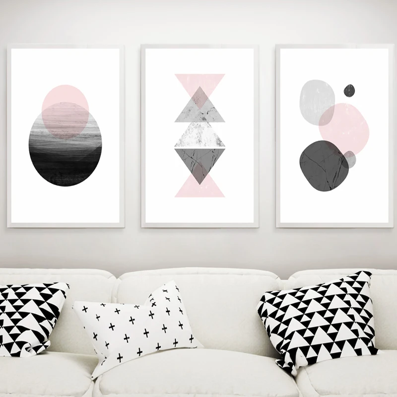 Скандинавские Геометрические черно белые декоративные картины на стену для