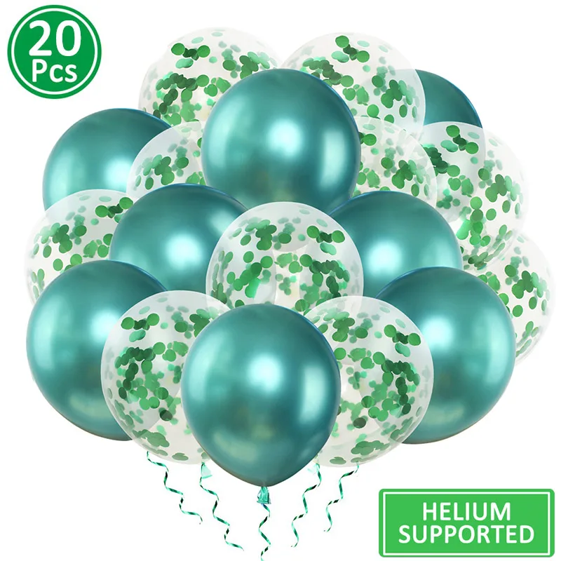 green Украшения на день рождения, 20 шт., 12 дюймов, металлические шары для свадьбы, только что замужние товары, первый день рождения, принцесса, девочка, мальчик - Цвет: green