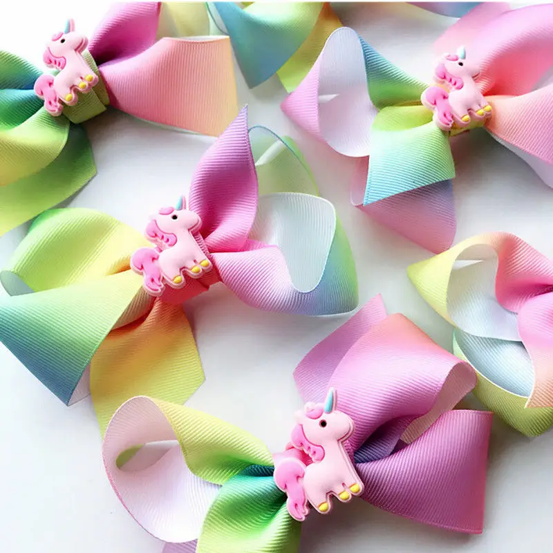 Модные милые детские заколки с единорогом для маленьких девочек Разноцветные