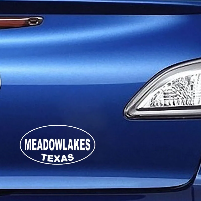 YJZT 13.7CM*7.3CM MEADOWLAKES TEXAS Oval Vinyl Decal Car Sticker Black Silver C10-01668 | Автомобили и мотоциклы