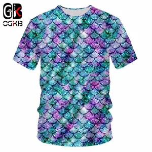 OGKB Новое поступление, МужскаяЖенская Повседневная футболка с забавным принтом рыбьей чешуи, 3D футболки, женская уличная одежда, футболки в стиле панк с круглым вырезом 7XL