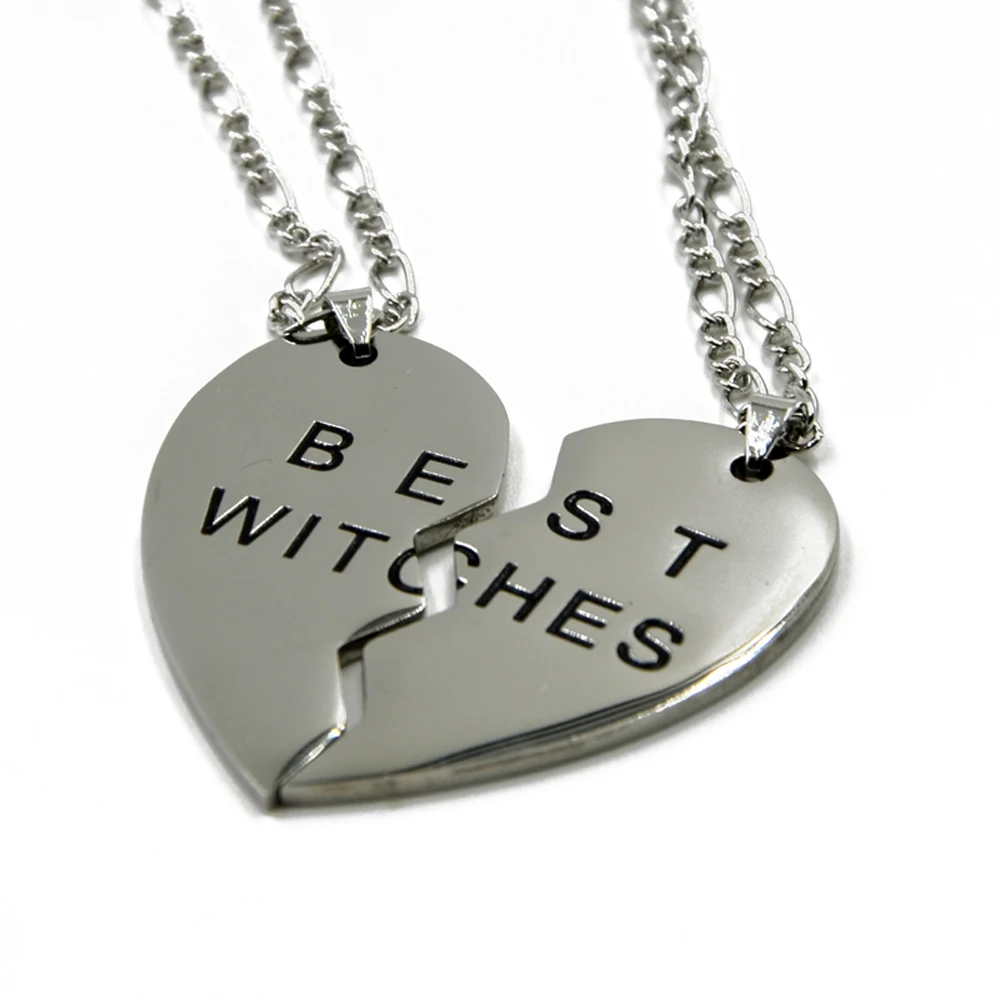 Цепочка с подвеской в форме сердца из нержавеющей стали|heart shaped necklace|best friendbest witches