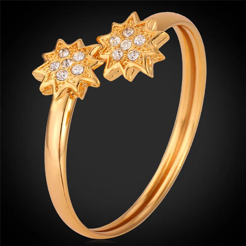 

Kpop Cuff Bracelet Bangle Rhinestone Crystal Jewelry Trendy Star Bracelets Woman yellow Gold/Silver Color Vintage Bracelets H109