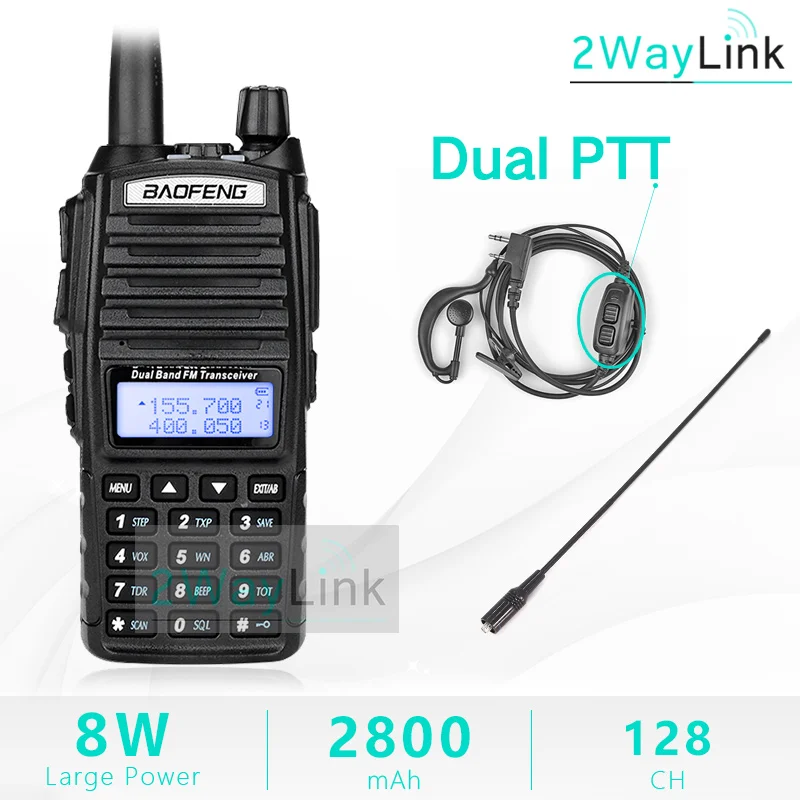 Add 2PTT-771 BaoFeng UV-82 рация 8 Вт U/V Baofeng UV 82 гарнитура рация 10 км Baofeng 8 Вт Радио uv 9r ham радио 10 км - Цвет: Add 2PTT-771