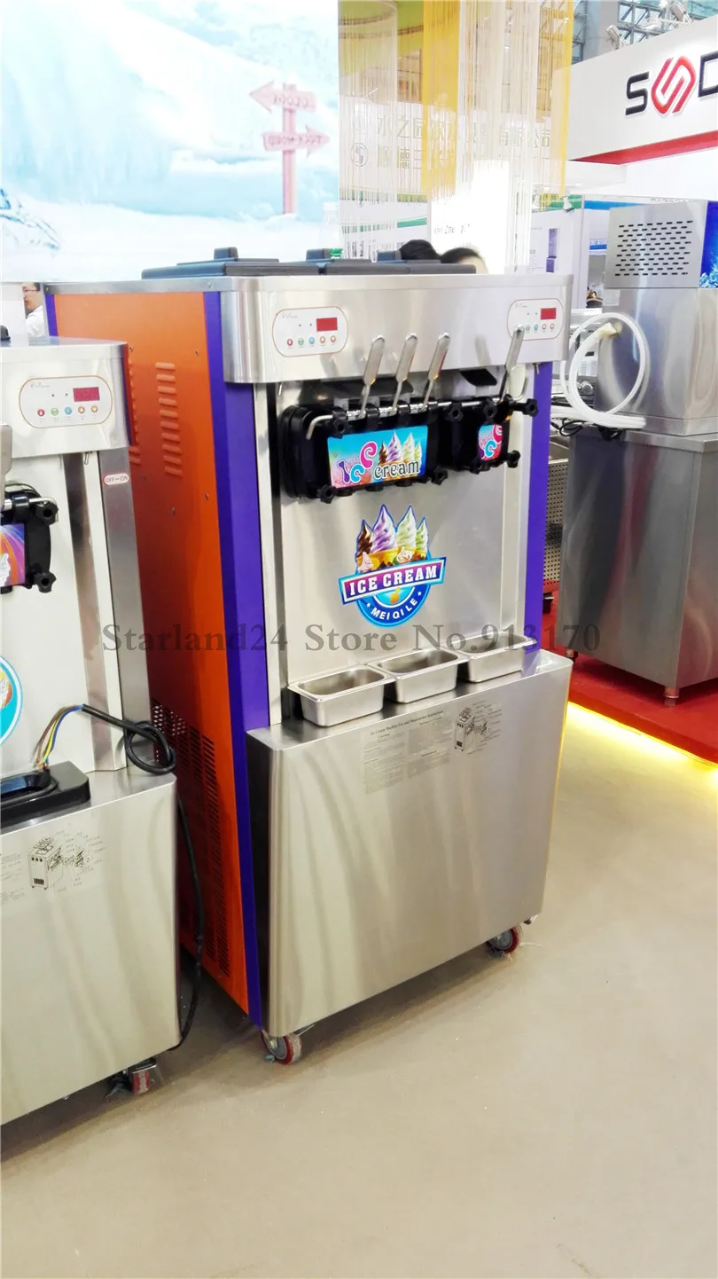 Машина для мягкого мороженого 4 вкуса коммерческий аппарат 48 ~ 52 литра/ч с