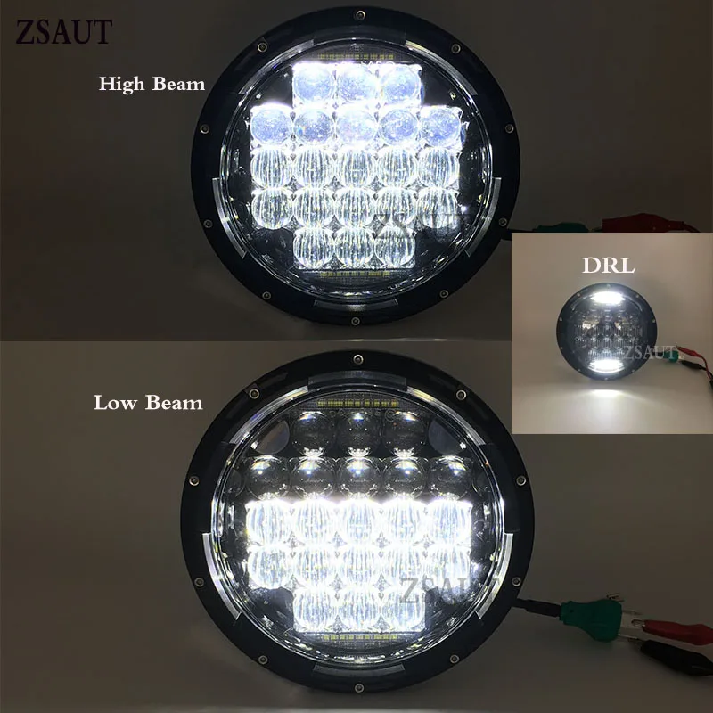 Newest 7 inch Round led headlight 7'' 75W 5D Hi/Lo Beam LED Headlamp with White DRL for Jeep Wrangler JK Lada Niva | Автомобили и