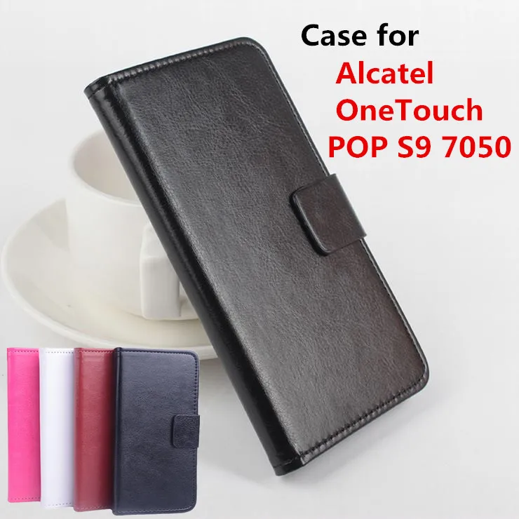 100% кожаный чехол для Alcatel One Touch POP S9 7050 Y/K откидной Чехол с отделением карт OneTouch Pop