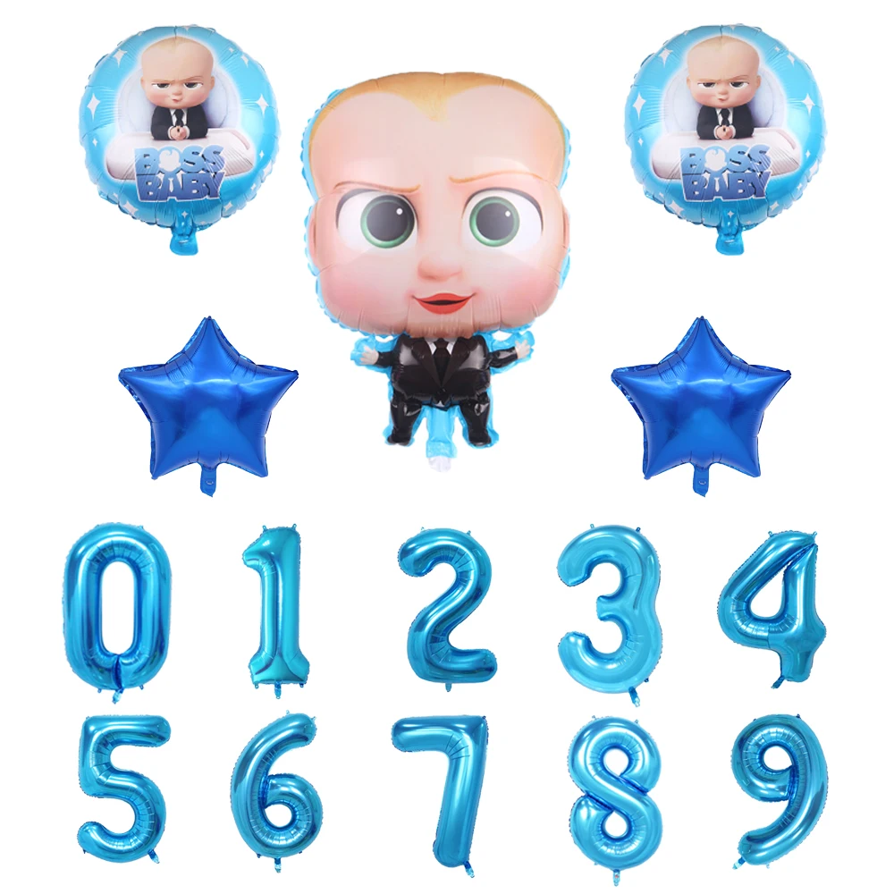 Boss baby на 1-й День Рождения Декоративные столовые принадлежности кружки, тарелки, салфетки 32 дюйма большие воздушные гелиевые шары с цифрами для душа