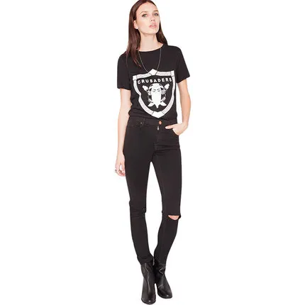 HYT112 Summer Female Clothing Tops Casual CRUSADERS Print Women's T shirt Short Sleeve O Neck Slim Cotton Tee Tshirt|t-shirt maker|t-shirt