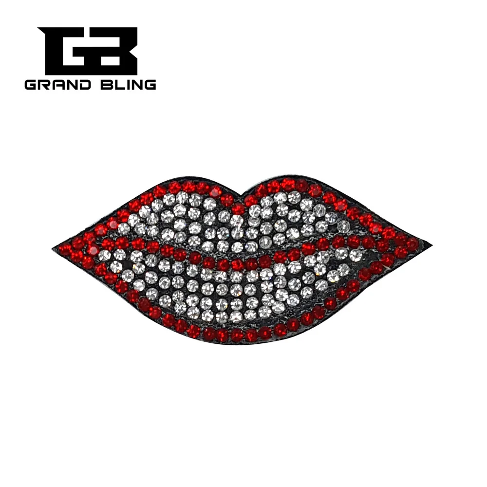 

Fashion Textile with Rhinstone Red Lip Brooch Lapel Pin Jewelry Gift Whosale
