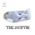 Собачий ошейник и поводок для собаки с галстуком-бабочкой хлопковое ожерелье для собаки и кошки для домашних животных подарочные изделия в синюю полоску