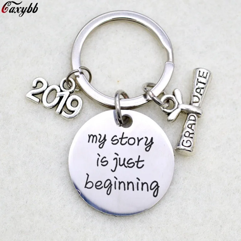 

1 pc Keychains Creative Stylish 2019 Graduate Stainless Steel Handbag Pendant Decoration for Bag Purse Car Key