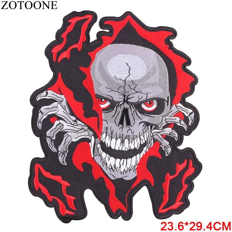 ZOTOONE Ретро панк череп патч железные на большие Пластыри для спины шитье на одежду Орел велосипед вышивка патчи для одежды значки E