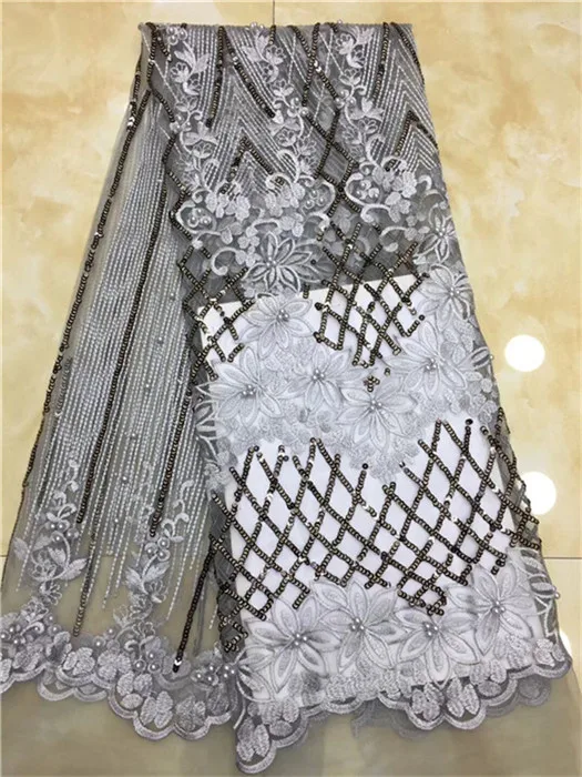 Африканская кружевная ткань 2019 высокого качества африканский тюль с бусины