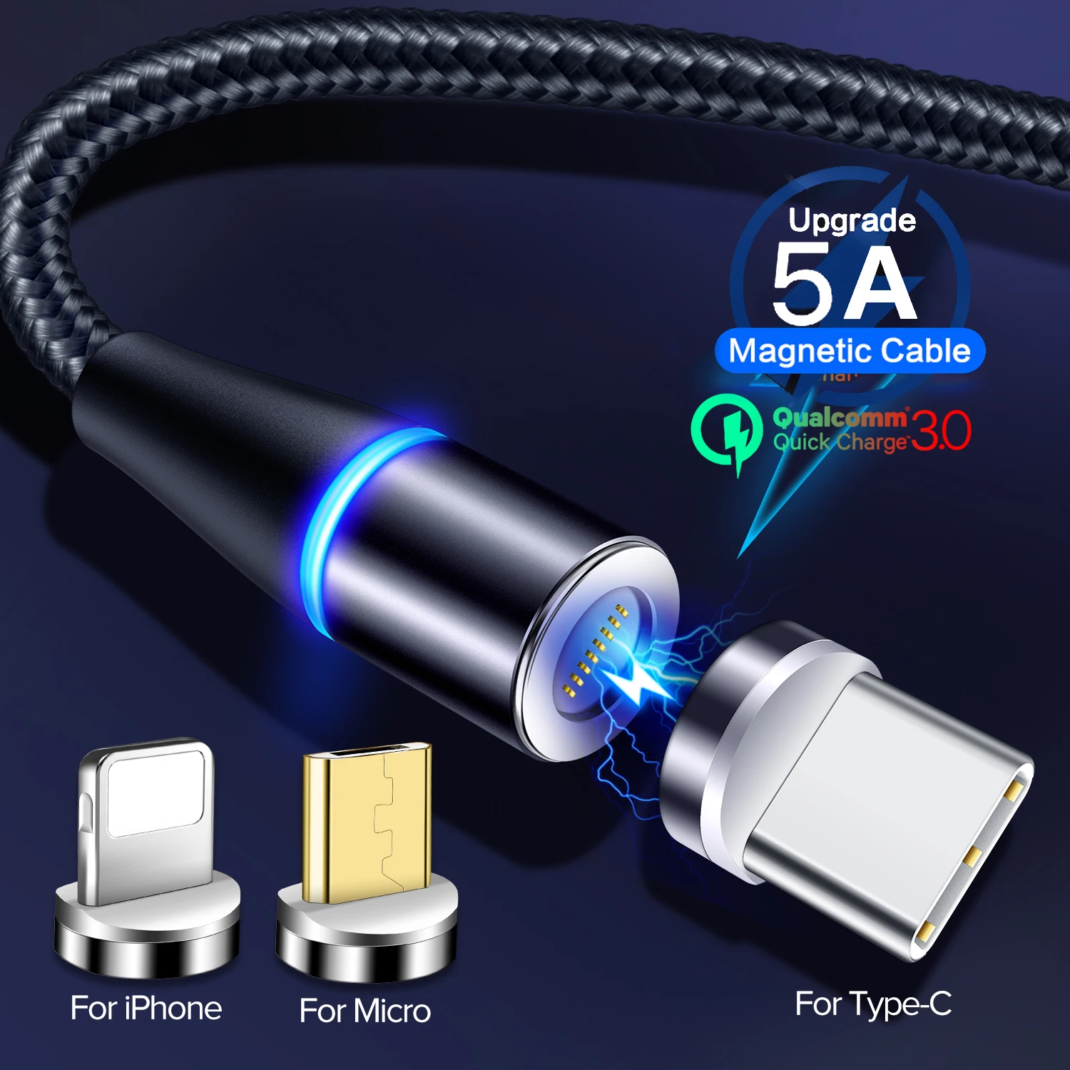 DFDG 2 M быстрый Магнитный кабель 3A Быстрая зарядка 3 0 Micro USB зарядное устройство type C