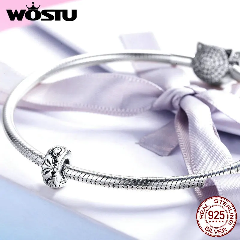 WOSTU бусины в виде цветка, 925 пробы, серебро, европейские Подвески, подходят к оригинальному браслету, кулон, сделай сам, бижутерия бисер аксессуары, FIC1139