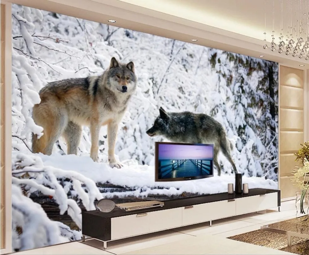 Beibehang papel де parede 3d Снежная группа волк фотообои обои гостиная кафе спальня гостиная обои 3D полы