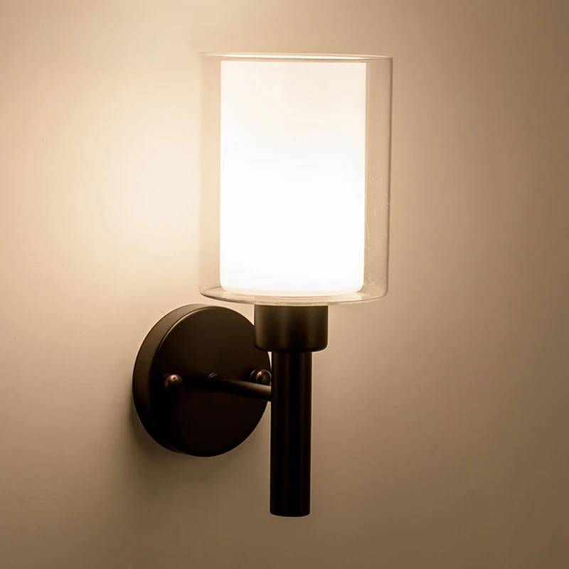 Wall Lamp Современный винтажный Лофт стеклянный настенный светильник Ретро американский стиль стеклянный цилиндр настенный светильник Кантри Стиль E27 светодиодный светильник - Цвет абажура: Wall Lamp