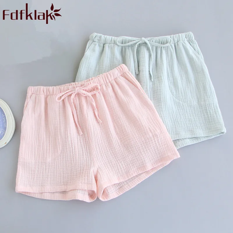 Fdfklak, хлопковые и льняные летние короткие пижамы, штаны, женские пижамы, штаны для сна, штаны для сна, домашняя пижама для девочек, штаны
