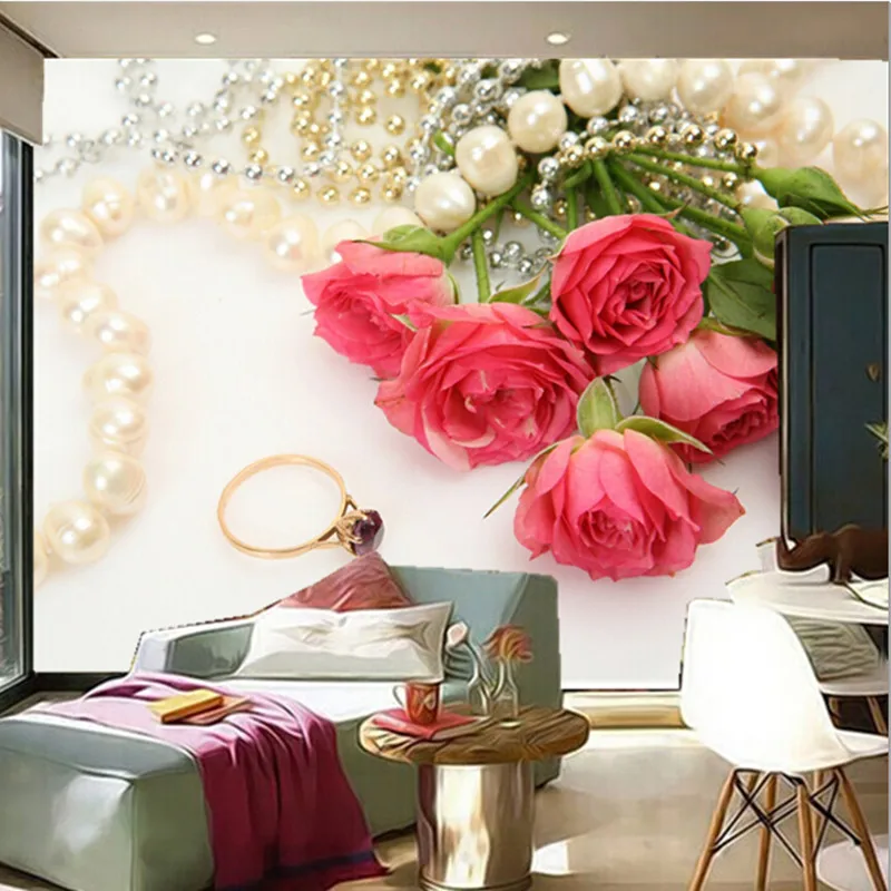 3D фрески на заказ романтические розы украшения розовые цветы обои гостиная диван