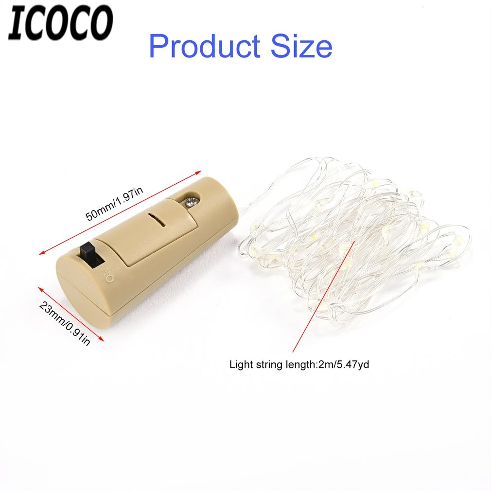 ICOCO 2 м 20 светодиодов Серебряная медная проволока DIY пробковая заточка для бутылки