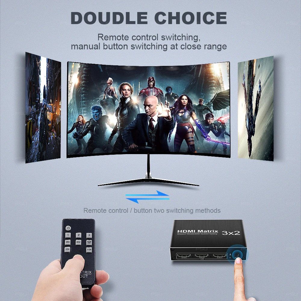HDMI матрица 3 в 2 Выход переключатель 0 4k 60Hz HDR 3x2 аудио экстрактор ARC для XBOX HDTV PS3 PS4