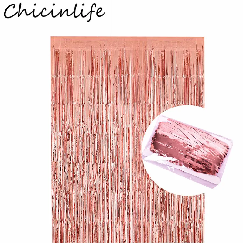 Chicinlife 1 шт. 1*2 м розовое золото мишура бахрома занавеска Свадьба День рождения фон украшение стены юбилей поставки