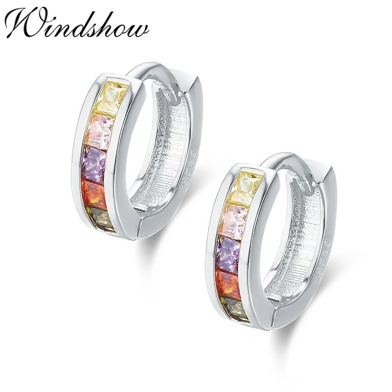 Милые круглые фианит из стерлингового серебра 925 пробы с маленькими петлями