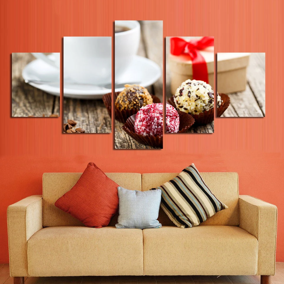 Картина на холсте настенная живопись HD печать кофе сладкий 5 шт. украшение для